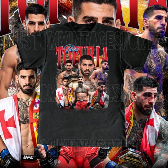 Discover Vintage Ilia Topuria T Shirt - Vintage Design Tee MMA Fan Champion Fighter El Matador Adult & Kids Sizes