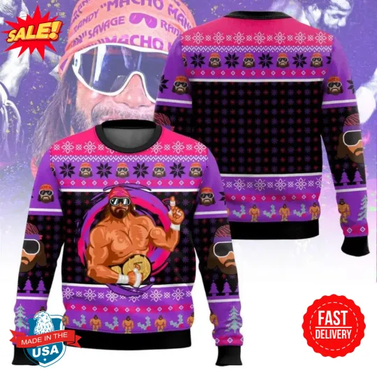 Discover New Funny Macho Man Ugly Christmas Sweater, Macho Man Randy Savage Sweater