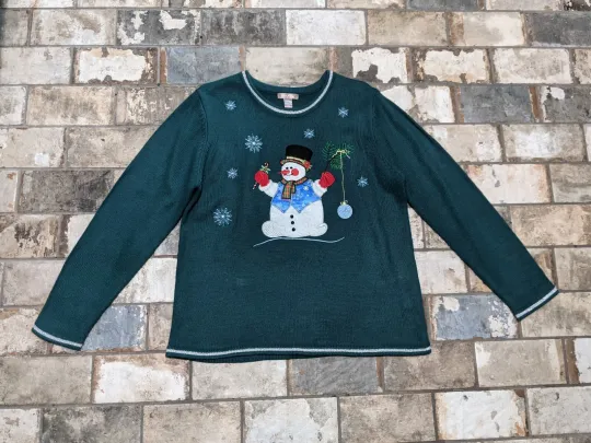 Discover White Stag Large (12-14) Ugly Christmas Sweater Womens Snowman Candy Cane