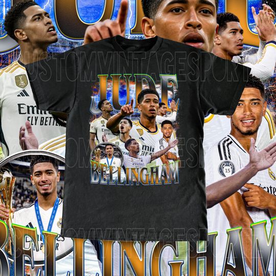 Vintage Jude Bellingham Shirt - Vintage Design Tee English Football Fan Soccer Player Gift Adult and Kids Sizes