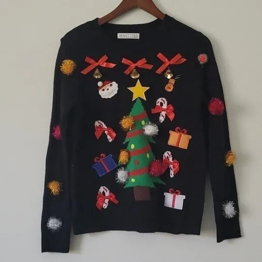 Discover Planet Gold The Ugly Sweater Embellished and Embroidered Christmas Sweater Sz S