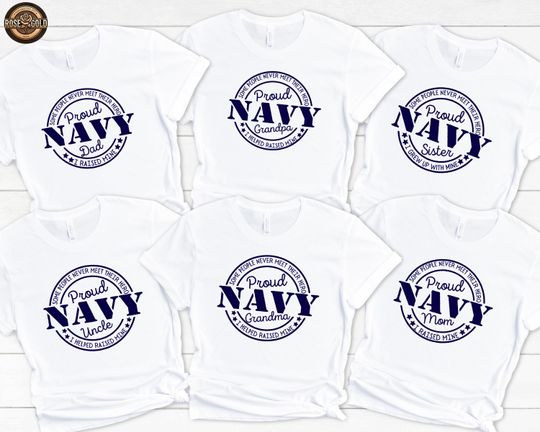 Discover Personalized Proud Navy Family Shirt, Custom Navy Mom Dad Gift, Military Family Outfit, Army Family Gift, Proud Military Wife T Shirt