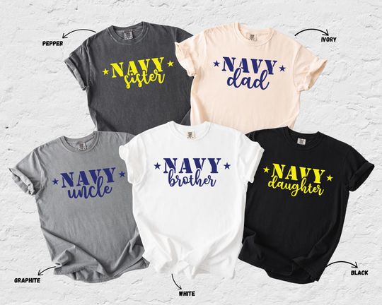 Discover Personalized Proud Navy Family Comfort Colors Shirt, Navy Graduation Shirts, Patriotic Family Tees, Custom Navy Shirt, Military Shirt