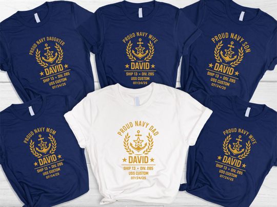 Personalized Navy Graduation Shirt, Proud Navy Family T-Shirt, Custom Military Boot Camp Tee, Navy Dad Mom Gift, Recruit Send-Off Top
