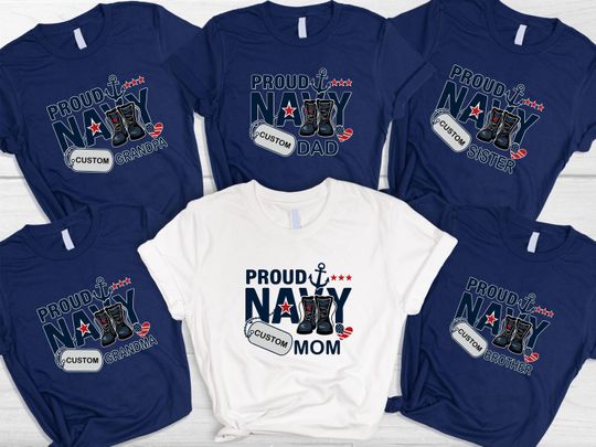 Discover Custom Proud Navy Family Shirt, Custom Boot Camp Graduation TShirt, Personalized Navy Shirt, New Joined Navy Gift Shirt, Unisex Gift