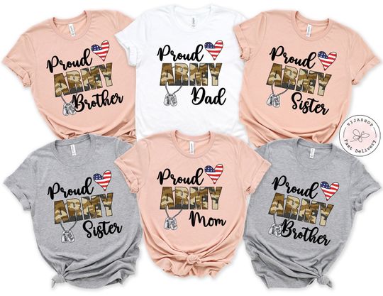 Discover Proud Army Family Shirts, Military Shirt, Personalized Soldier's Name, Army Wife, Cool USA Navy Dad Mom T-Shirt, Custom Army Family Outfits