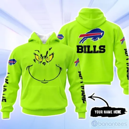 Discover Buffalo funny character Custom Name Bills Hoodie Unisex Neon Green Color