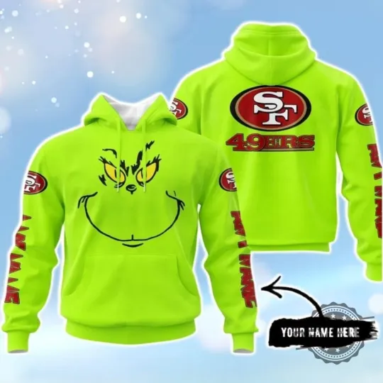 Discover San Francisco funny character Custom Name 49ers Hoodie Unisex Neon Green Color