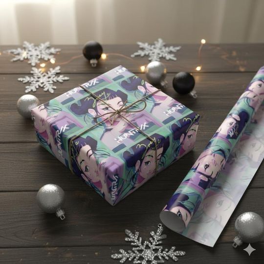 Discover Zoey Wrapping Paper, Huntrix Kpop Demon Hunters Gift Wrap, Futuristic Anime Wrapping Paper, Cyberpunk Christmas Gift Wrap, Holiday Wrapping