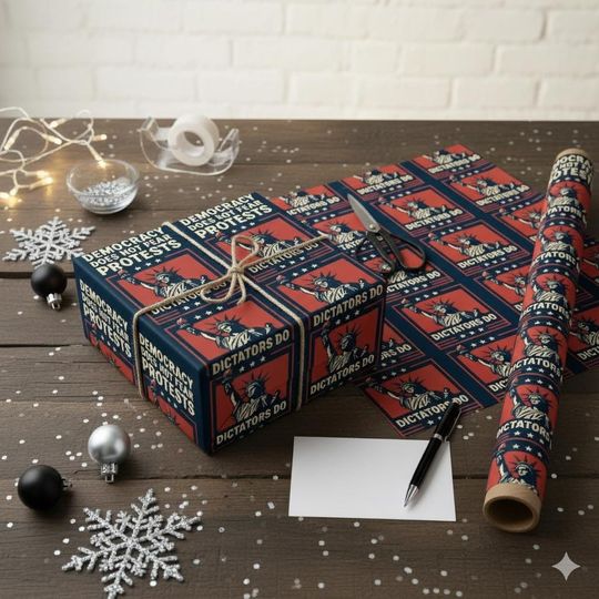 Discover Democracy Wrapping Paper, Political Gift Wrap, Freedom Liberty Poster Wrapping Sheet, Vintage Activism Gift Wrap, Patriotic Christmas Paper