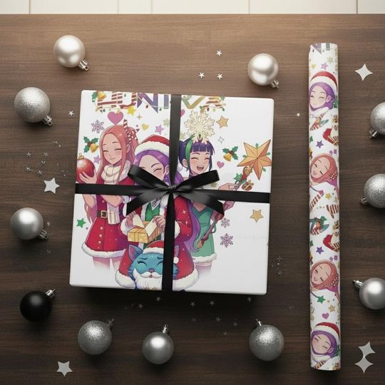 Discover Huntrix Christmas Wrapping Paper Edition, Kpop Demon Hunters Holiday Gift Wrap, Cute Anime Wrapping Sheets, Festive Xmas Gift Wrap Paper