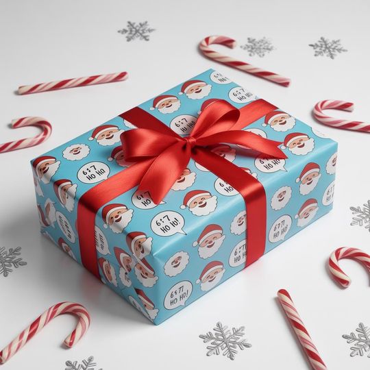 Discover 6-7 Trend Christmas Wrapping Paper, Cool Teen Gift Wrap, Middle School Boy Birthday Wrapping Paper, Santa 67 Gift, Tiktok Trend Present Wrap
