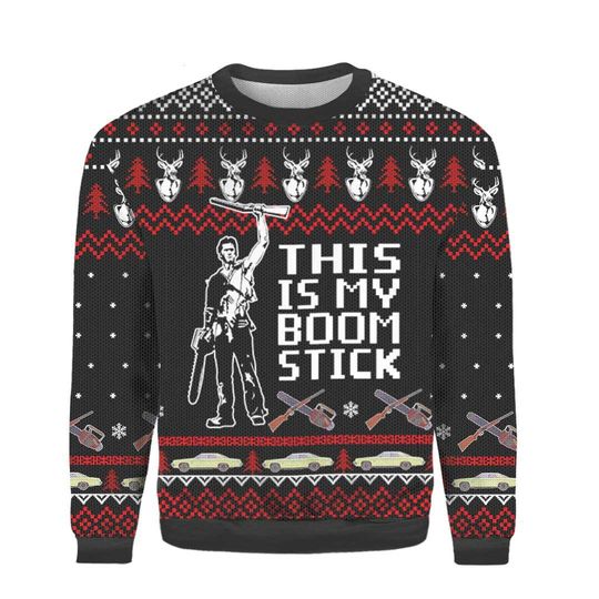 Discover This Is My Boomstick Ugly Sweater Knitted, Army Darkness Ugly Christmas Sweater, Vtg Movie 3D Sweater, 3D Gift Shirt