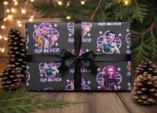 Discover Six Seven Meme Kpop Demon Hunters Christmas Wrap Papper, Huntrix Christmas Gift, 6 7 Meme Kpop Girls Band Teen Christmas Gift