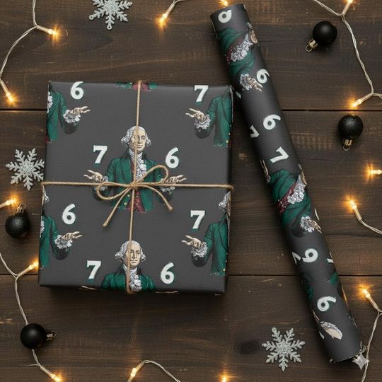 Discover Funny George Washington 6-7 7-6 Wrapping Papper, 2025 Meme Christmas Gift, 67 Christmas Wrapping Paper, 6 7 Wrapping Paper