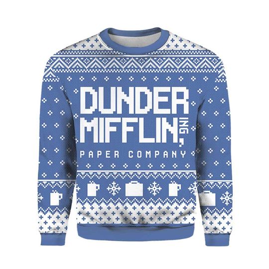 Discover Dunder Mifflin Paper Company Ugly Christmas Sweater, The Office Ugly Sweater Knitted, The Office Christmas Sweater All Over Print