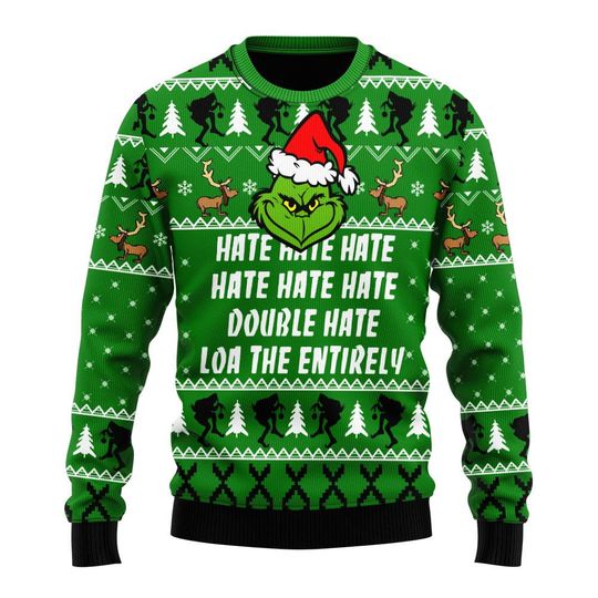 Discover funny character Hate Hate Hate Knitting Pattern 3D Print Ugly Christmas Sweater, funny character Ugly Sweater, Christmas Movie 3D Sweater