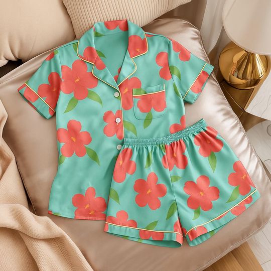 Discover Saja Boys Satin Pajamas Set, Floral Pajamas, Kpop Demon Hunters Pajama