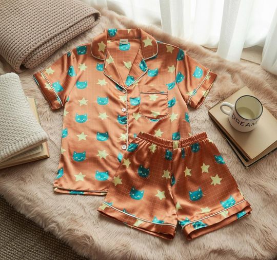 Discover Rumi Cat Satin Pajamas Set, Kpop Demon Hunters Pajamas, Rumi Pajamas