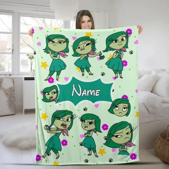Discover Disney Inside Out Disgust Emotions Actions Pattern Customize Fleece Blanket