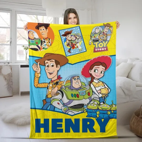 Discover Disney Personalized Toy Story Woody & Friend Holiday Fleece Blanket