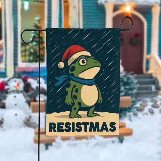 Discover Resistmas Frog Garden Flag, Funny Political Christmas Yard Decor, Holiday Outdoor Banner, Retro Vintage Activist Winter Home Decoration Gift