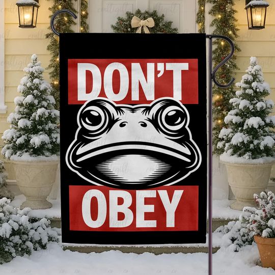 Portland Frog Anti Trump Protest Flag, Frog Don't Obey Rally Sign, Protect Immigration Rights Flag, Defend Democracy Political Flag, MYK631