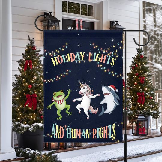 Discover Holiday Lights Human Rights Garden Flag, House Banner, Anti Trump Resistance, Portland Frog, Inflated Animals Christmas