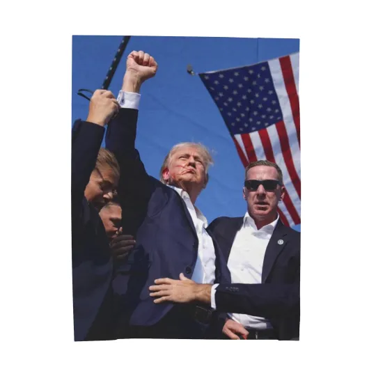 Discover Bloodied Trump with Raised Fist Fleece Blanket Soft