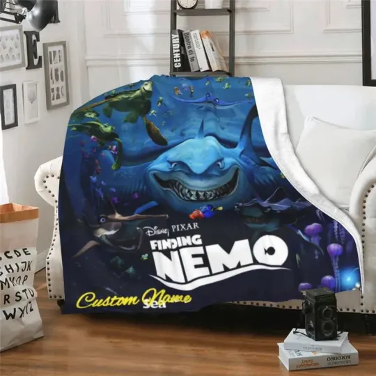 Discover Personalized Finding Nemo Fleece Blanket, Custom Name Disney Nemo Cute Blanket