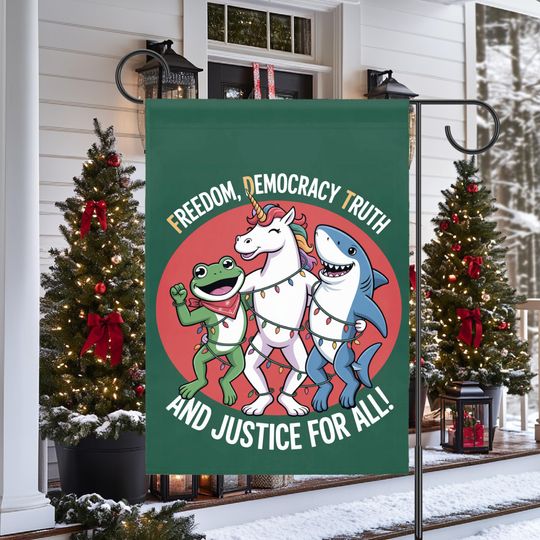 Discover Portland Protest Frog Christmas Flag, Freedom Democracy Truth Garden Flag, Subtle F Trump FDT House Banner, Anti Trump Resistance Sign