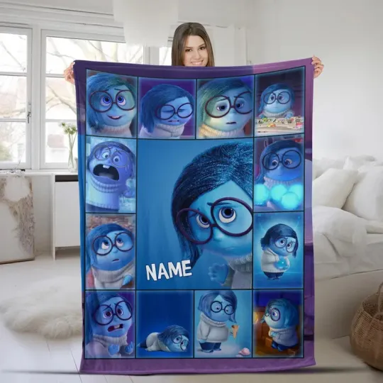 Discover Disney Pixar Inside Out Sadness Movie Collage Customize Fleece Blanket