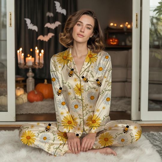 Subtle F*ck Trump Bee and Floral Pajama Set, Floral and Bee Pajama Set