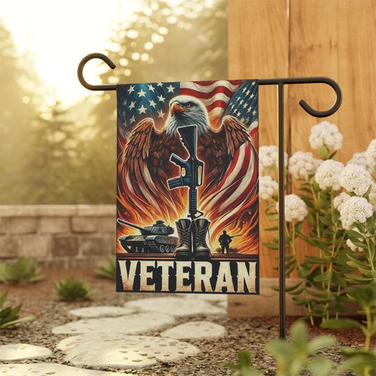 Veteran Tribute Garden Flag, Military Home Decor, Patriotic Yard Banner, Memorial Day Decoration, USA Veterans' Day