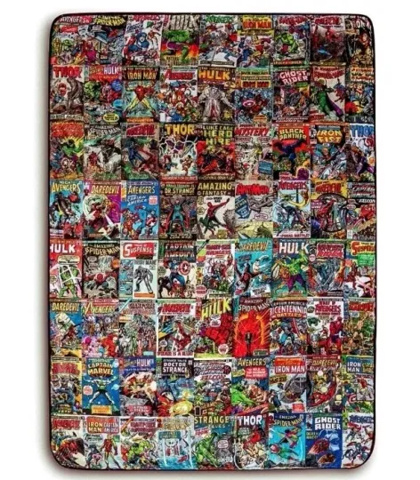 Discover Marvel Comics Oversized Fleece Sherpa Throw Blanket | 54 x 72 Inches Superheros