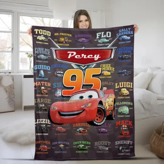 Discover Disney Cars Lighting McQueen 95 Character Name Customize Fleece Blanket
