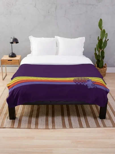 Discover Disney Retro Purple Dragon Stripes Cozy Fleece Blanket