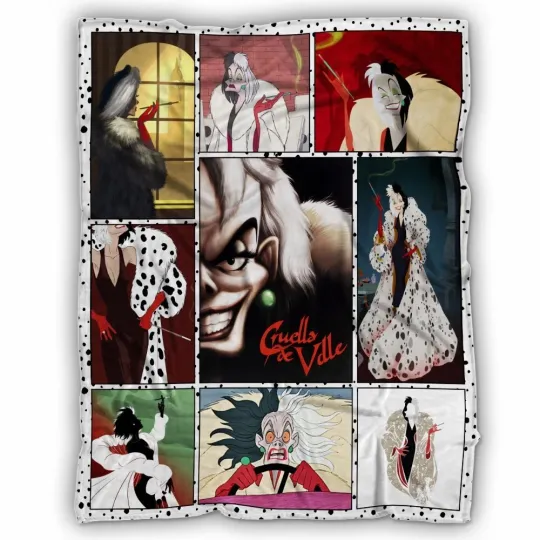 Discover Disney 101 Dalmatians Cruella De Vil , Disney Cartoon Movie Fleece Blanket