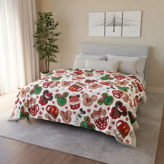 Discover SOFT Disney Holiday Snacks Minky Blanket, Disney Blanket Mickey & Minnie Blanket