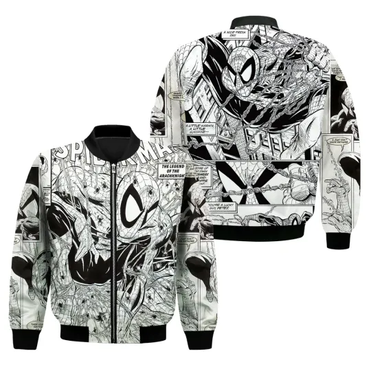 Discover Black & White Spiderman, Spider Man Bomber Jacket