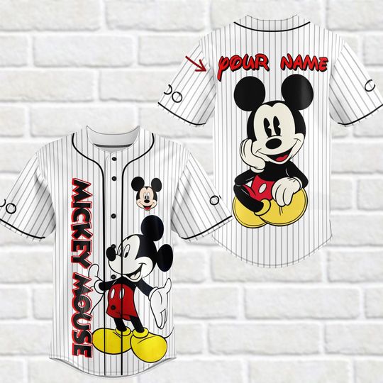 Discover Custom Name Mickey Mouse Baseball Jersey, Custom Name Disney Shirt