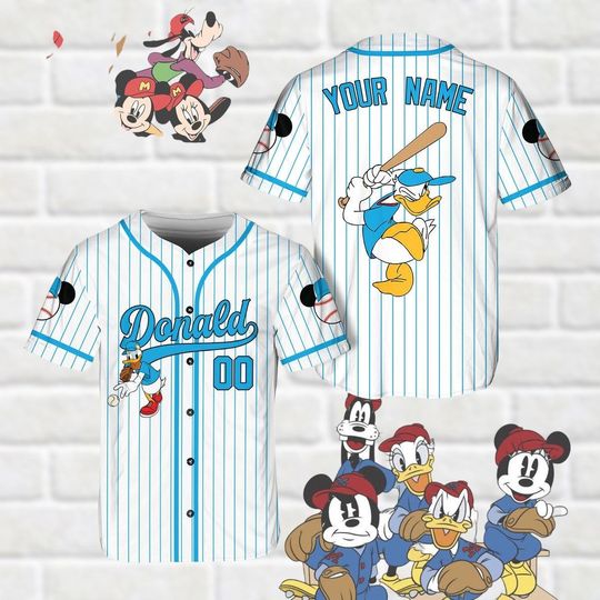 Discover Donald Duck Baseball Jersey, Personalized Disney Donald Jersey Disneyland Trip Shirt