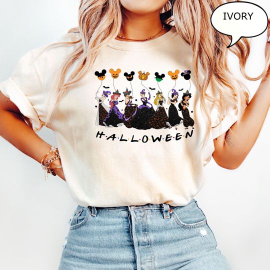 Discover Comfort Colors Disney Halloween T-Shirt, Princess Spooky Shirt, Halloween Princess Shirt, Mickey Balloons Shirt, Disney Princess Halloween