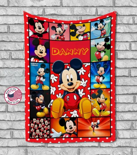 Discover Disney Mickey Mouse Cute Red Graphics Customize Fleece Blanket