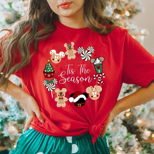 Discover Comfort Colors Gingerbread Cookie Christmas T-Shirt, Mickey Disney Christmas Tee