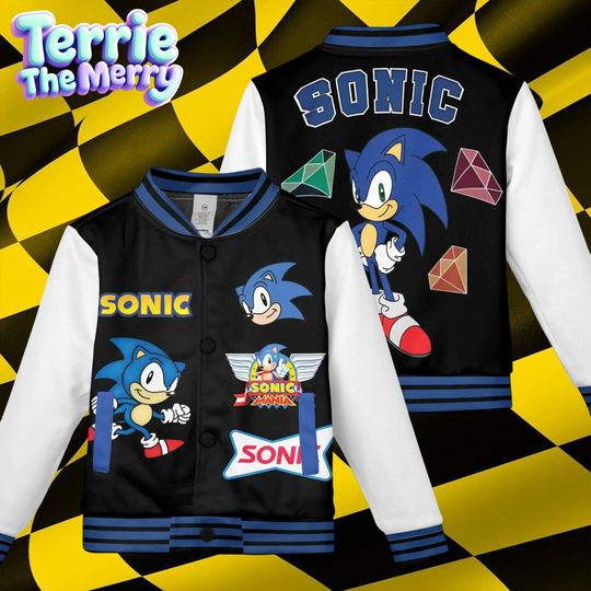Discover Sonic The Hedgehog Baseball Jacket, Kids & Youth Varsity Jacket, Adult Unisex Sonic Jacket