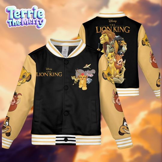 The Lion King Simba and Pumbaa Team Varsity Jacket, Kids & Youth Baseball Jacket
