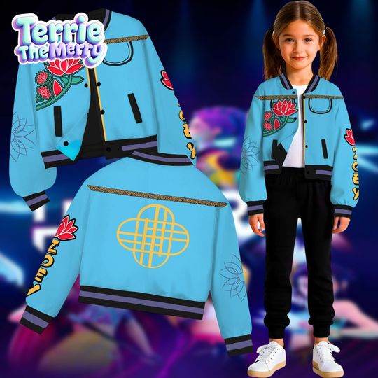 Zoey Demon Baseball Jacket, Kpop Huntrix Cosplay Costume, Youth & Adult Varsity Jacket