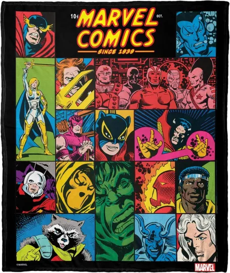 Discover Disney Marvel Making History Since 1939 Comic Art Cozy Fleece Blanket