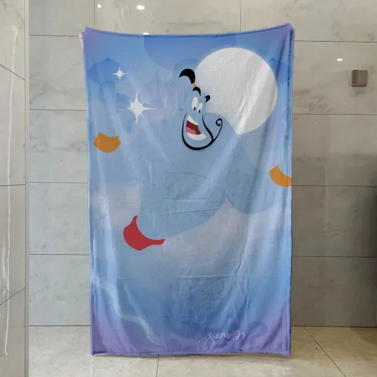 Discover Disney Blanket Cartoon Aladdin, The Magic Lamp Blue Fleece Blanket Bedding